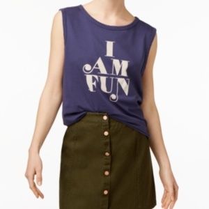 Ban.do Womens I Am Fun Graphic Crew Neck Muscle T
